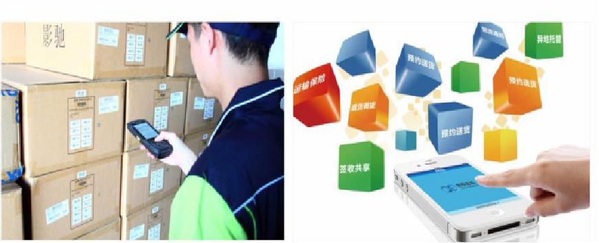 專業(yè)快遞員掃描貨物